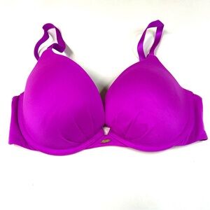 Victorias Secret 34D Plunge Bra Padded Solid Purple Underwire #1039